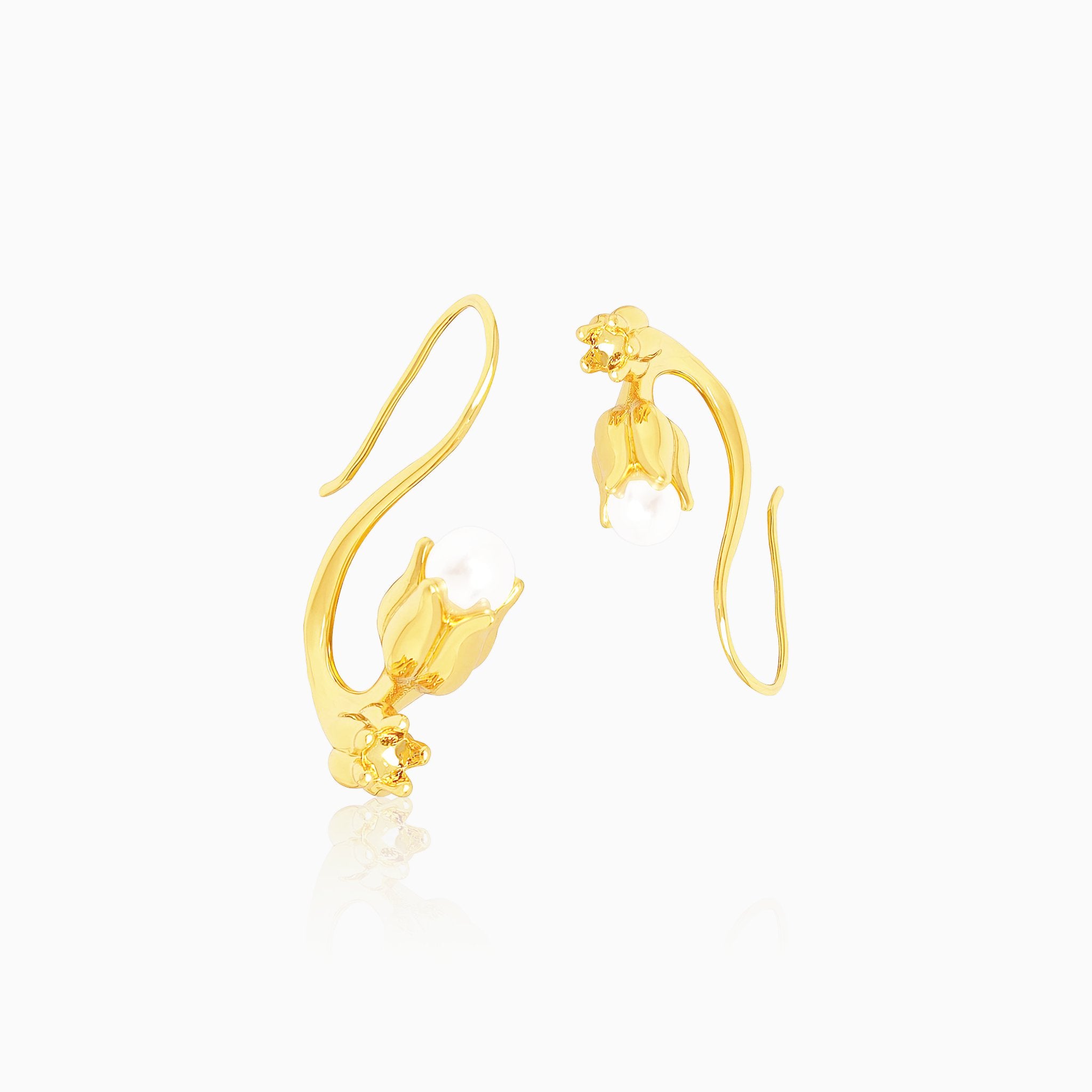 Tulip & Pearl Earrings - Nobbier - Earring - 18K Gold And Titanium PVD Coated Jewelry