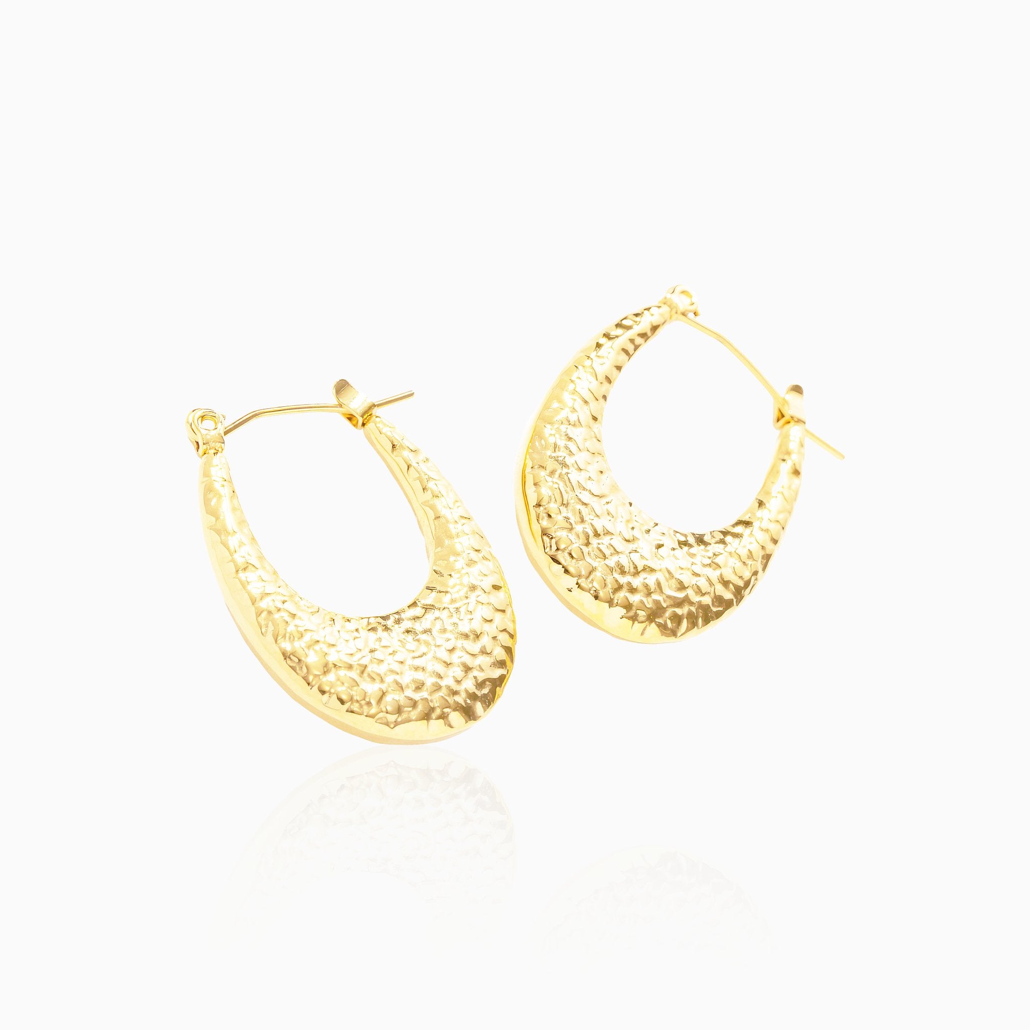U-Shaped Earrings with Lava Pattern - Nobbier - Earrings - 18K Gold And Titanium PVD Coated Jewelry