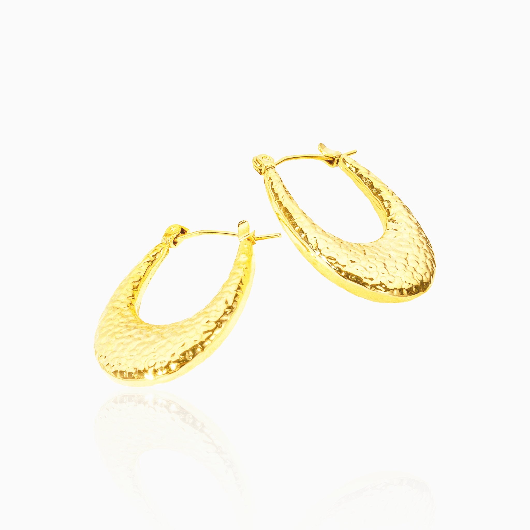 U-Shaped Earrings with Lava Pattern - Nobbier - Earrings - 18K Gold And Titanium PVD Coated Jewelry