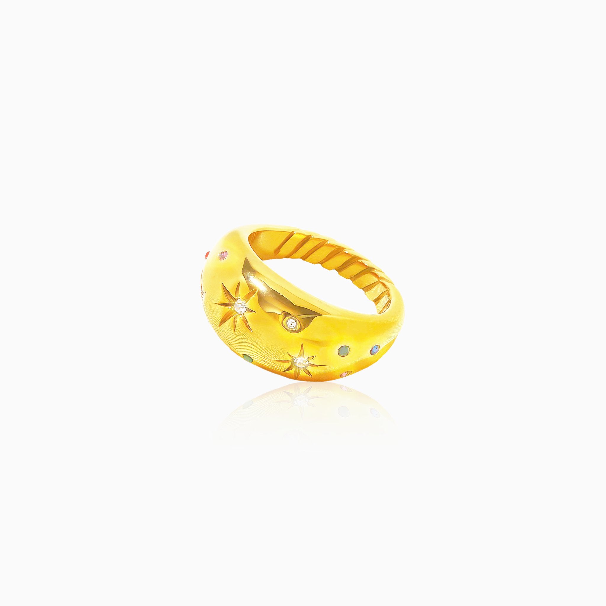Vintage Hexagram Gemstone Ring - Nobbier - Ring - 18K Gold And Titanium PVD Coated Jewelry
