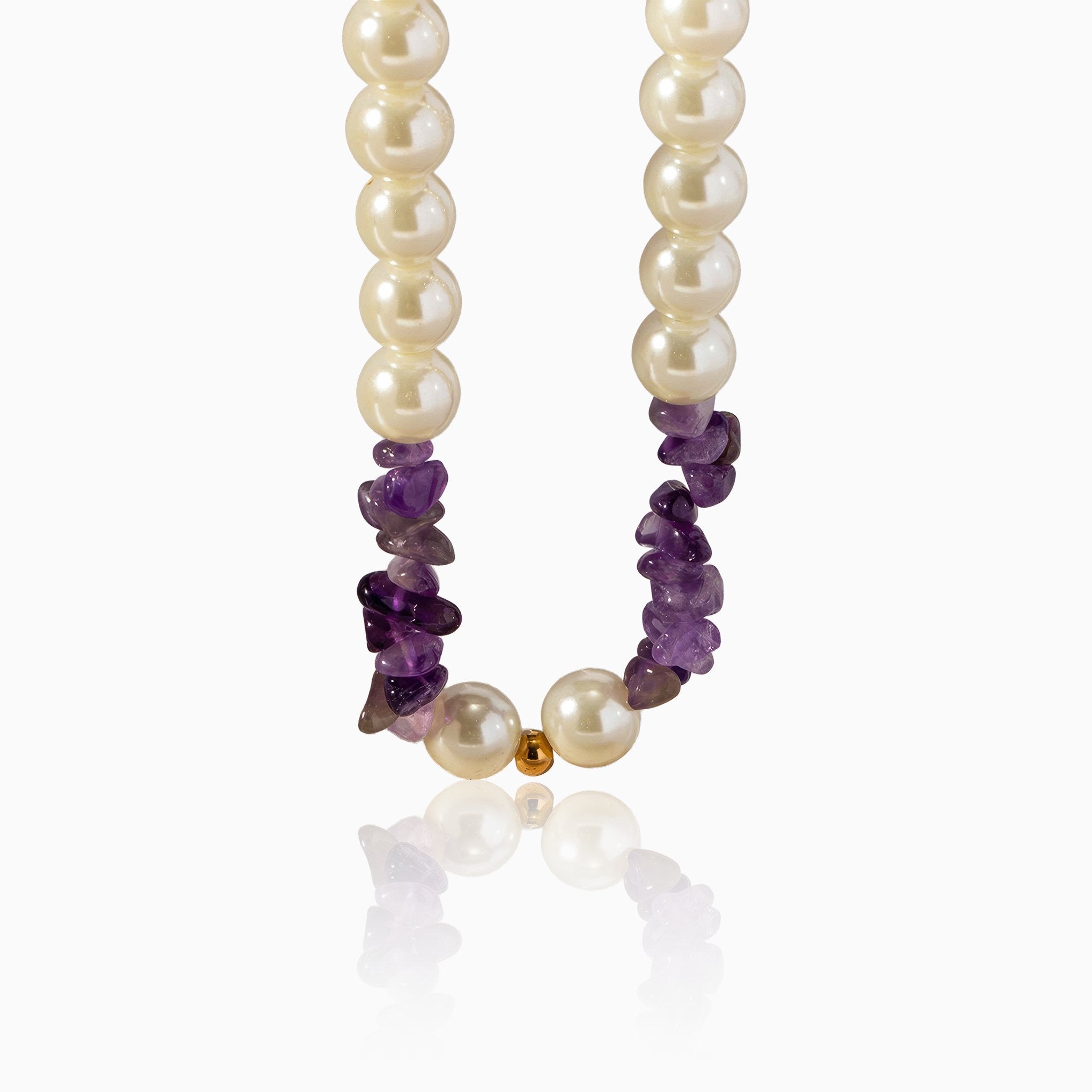Vintage Pearl & Amethyst Necklace - Nobbier - Necklace - 18K Gold And Titanium PVD Coated Jewelry