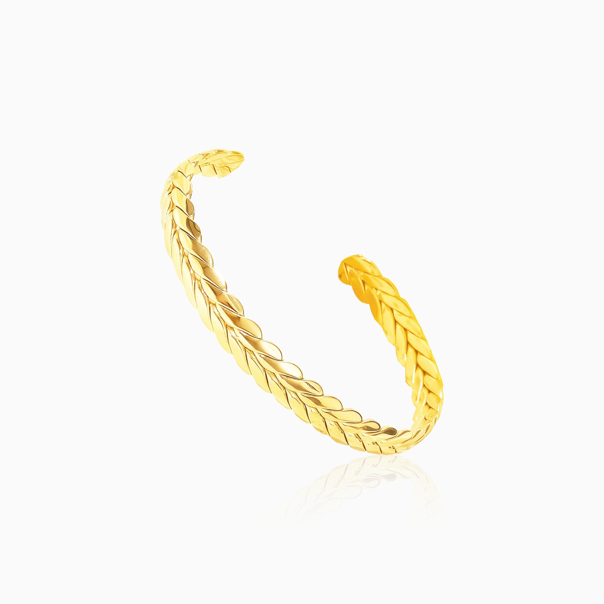 Wheat Ear Shaped Open Bangle - Nobbier - Bangle - 18K Gold And Titanium PVD Coated Jewelry