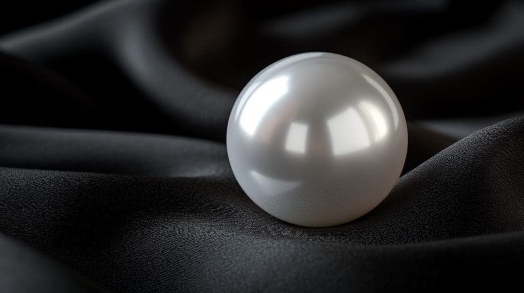 A single, lustrous white pearl resting on soft black silk, embodying timeless elegance and its status as June's traditional birthstone.