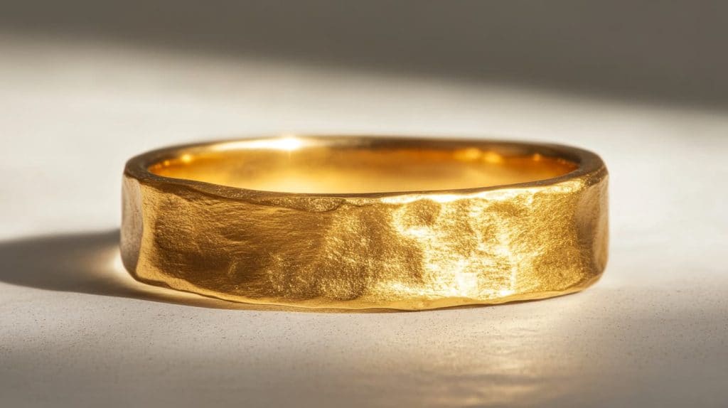 Minimalist 22K gold band with a brushed finish, reflecting the classic and luxurious qualities of 916 gold.