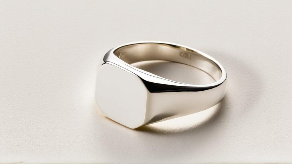 Minimalist 800 silver signet ring showcasing hallmark purity and European craftsmanship