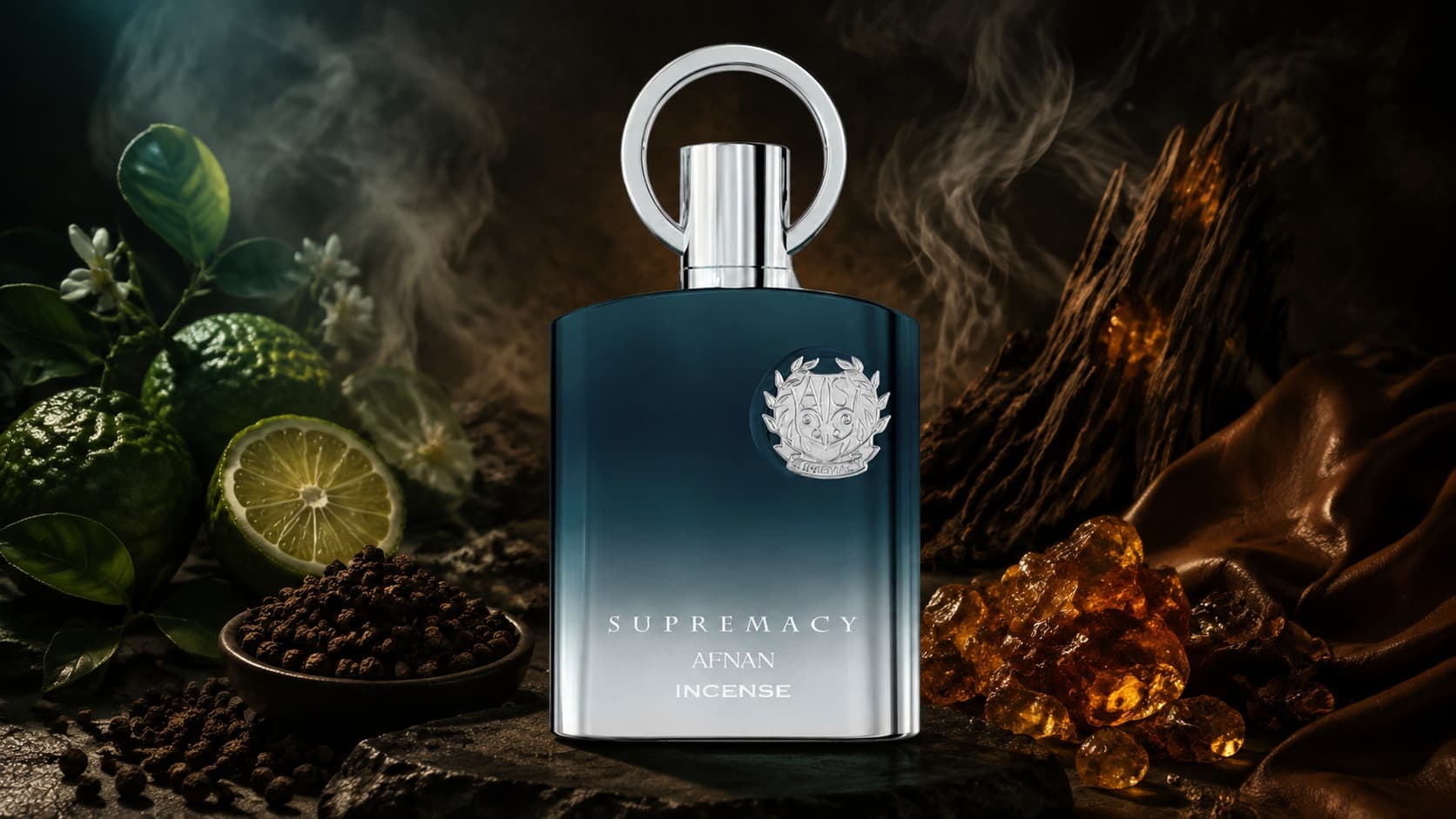 Afnan Supremacy Incense bottle with pepper, amber, and agarwood