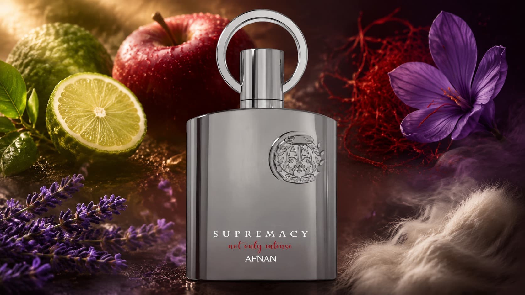 Afnan Supremacy Not Only Intense bottle with apple, lavender, and saffron