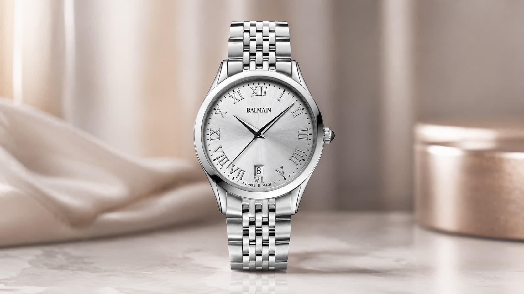 Balmain Classic R men's watch with stainless steel bracelet and Roman numeral dial