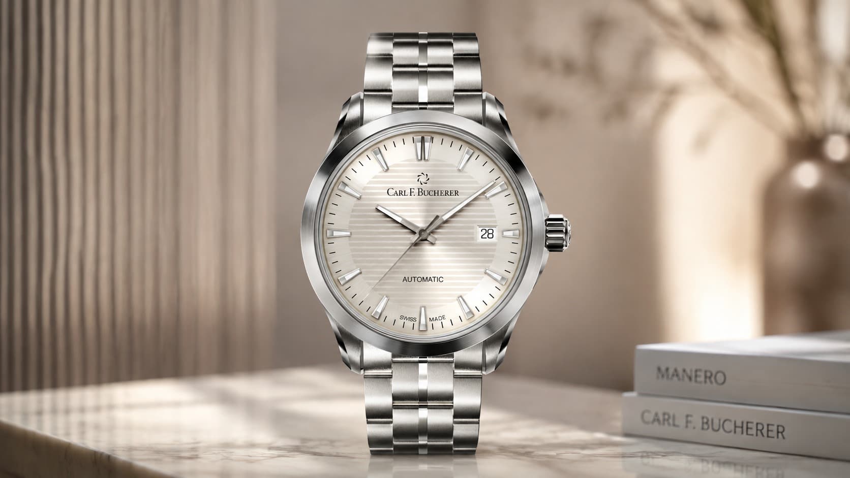 Carl F. Bucherer Manero Urban automatic watch with silver dial and steel bracelet