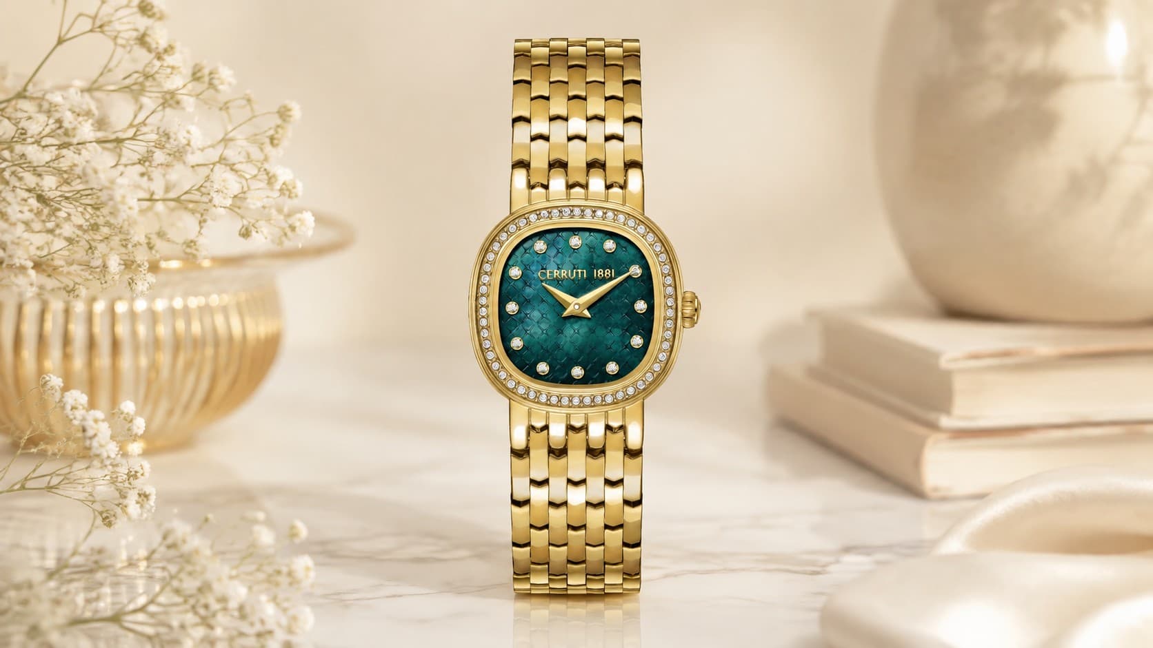 Cerruti 1881 Gresta women's watch in gold with green dial