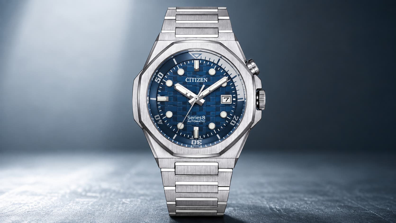 Citizen Series8 Automatic 890 NB6060-58L watch with blue dial and steel bracelet