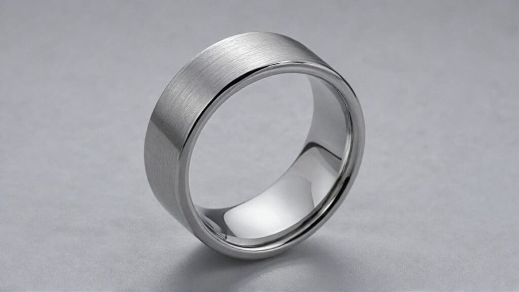 A comfort-fit cobalt wedding ring with a brushed exterior and polished interior, offering durability and a sophisticated look.