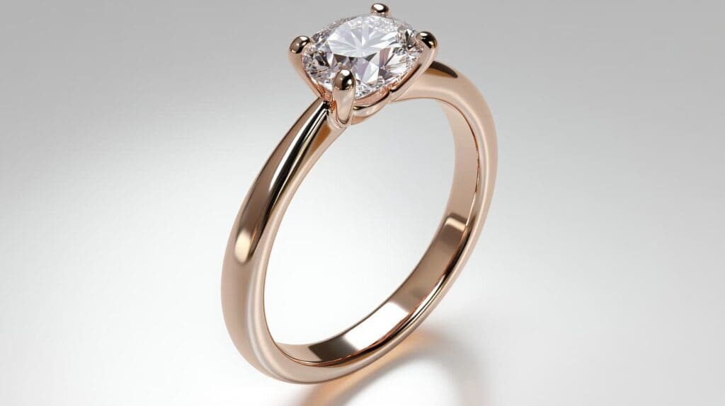 A beautifully crafted cushion-cut diamond engagement ring set in a classic rose gold prong setting, offering timeless elegance.