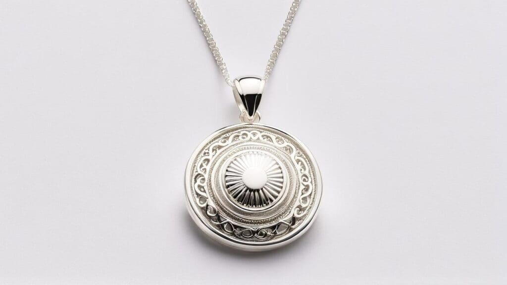 Ornamental 800 silver pendant necklace reflecting traditional European silversmithing