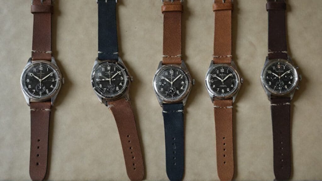 Collection of vintage watches that could represent different types of Frankenwatches, showing various modification approaches and mixed heritage timepieces