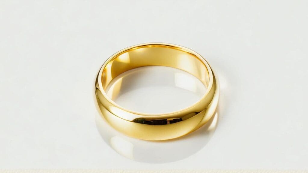 Gold wedding band requiring proper jewelry cleaning methods instead of harmful toothpaste