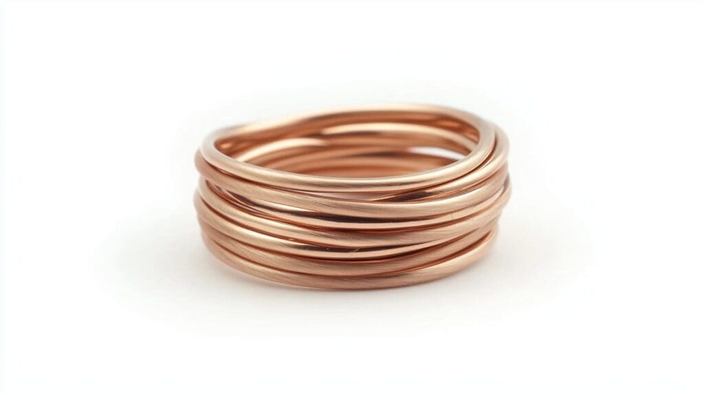 Handcrafted copper wire ring with a simple, minimalist design, featuring smooth wire wrapping. A versatile and elegant copper jewelry piece perfect for everyday wear.
