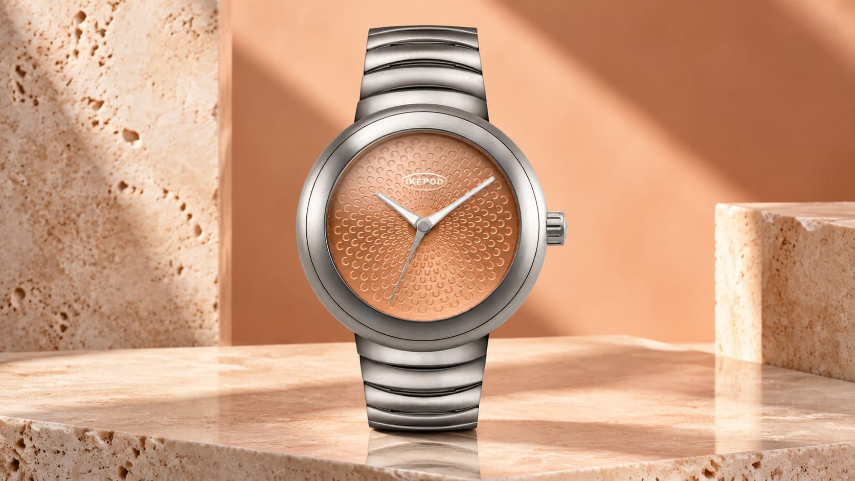 IKEPOD Horopod HO20 Petra watch with a copper dial and steel bracelet