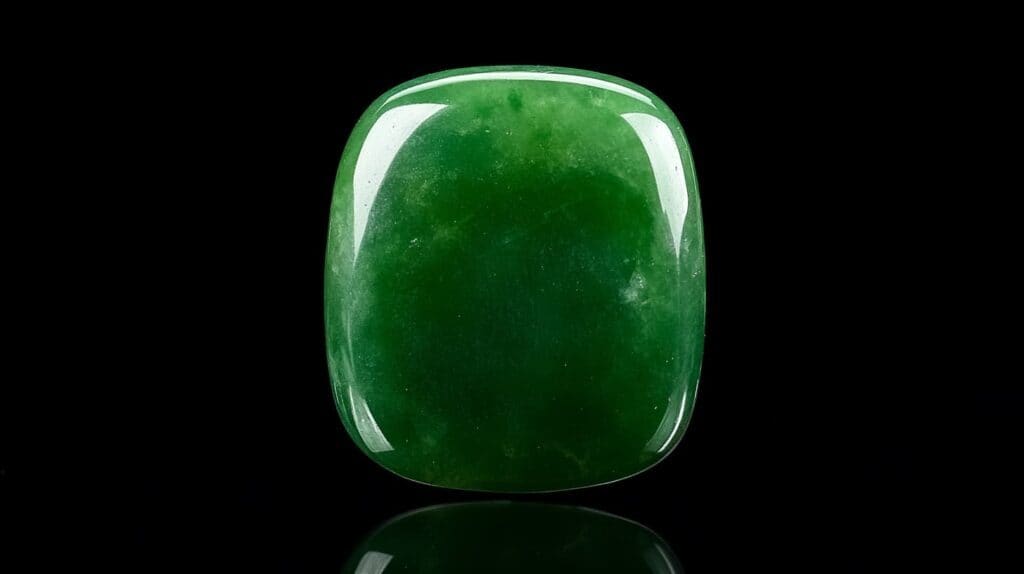 Imperial jadeite gemstone with a rich green color, highly valued in gemstone investment for its rarity and cultural significance.