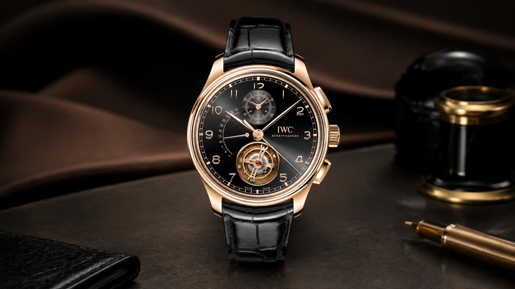IWC Portugieser Tourbillon Chronograph in rose gold with black dial