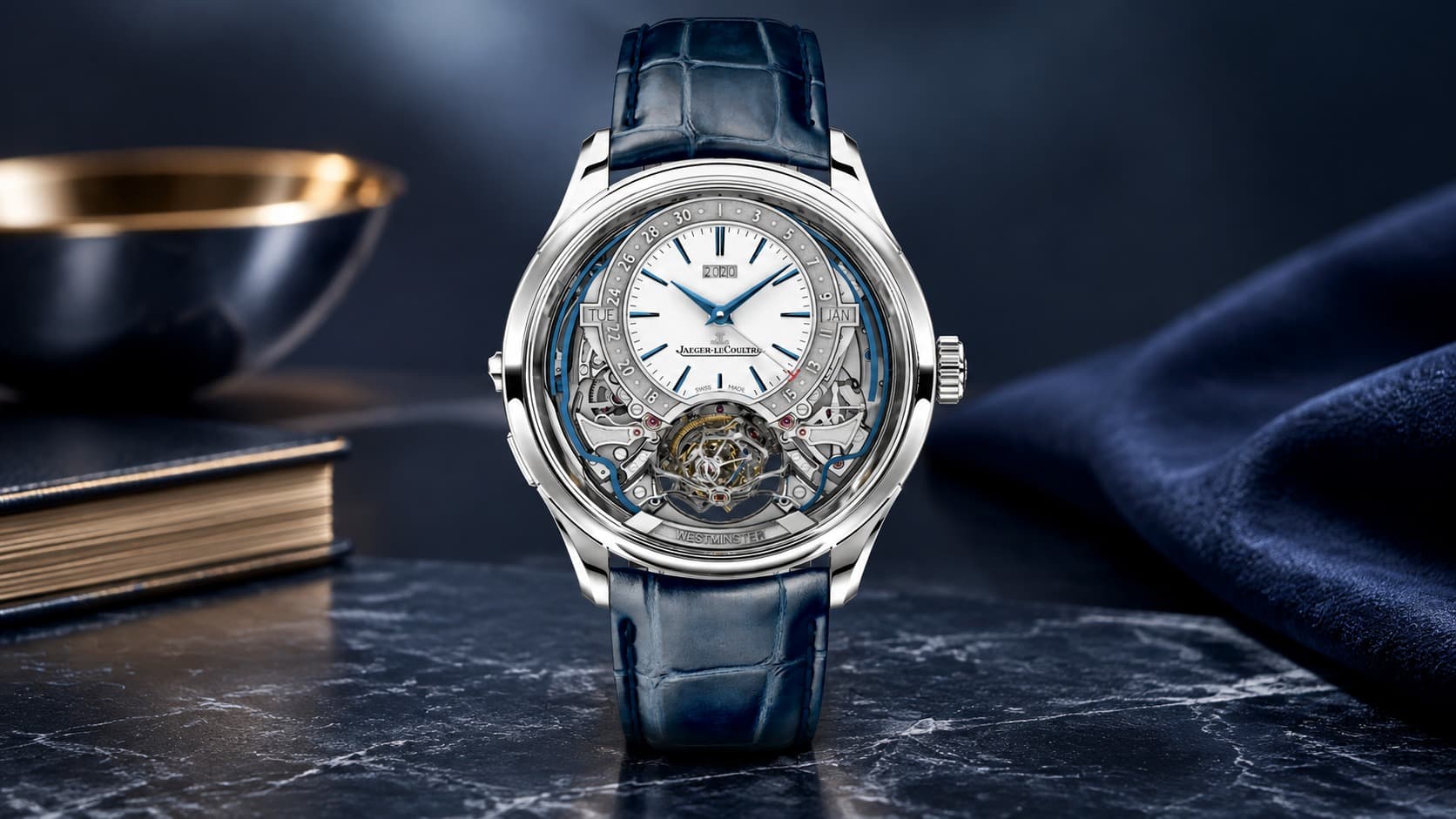 Jaeger-LeCoultre Master Grande Tradition Gyrotourbillon Westminster Perpétuel, a double-axis tourbillon watch with visible movement