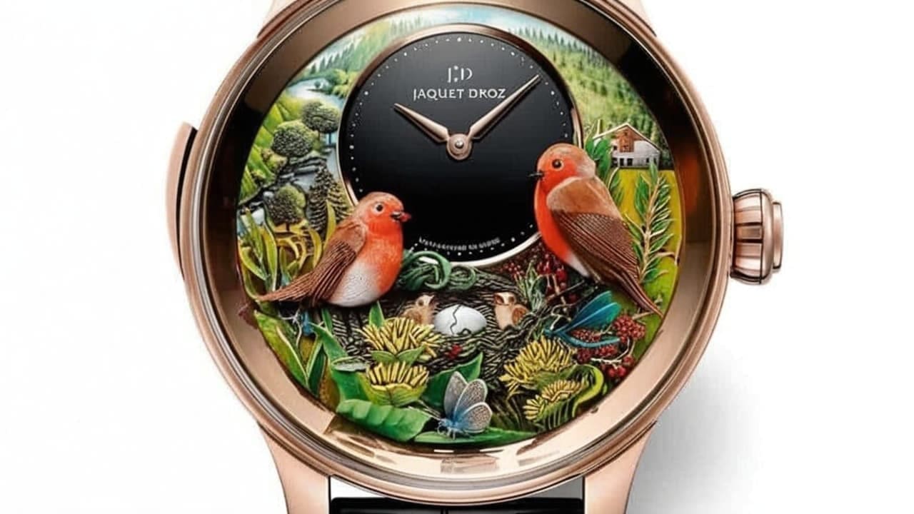 Jaquet Droz Bird Repeater with hand-painted robins and nest sculpted on the dial