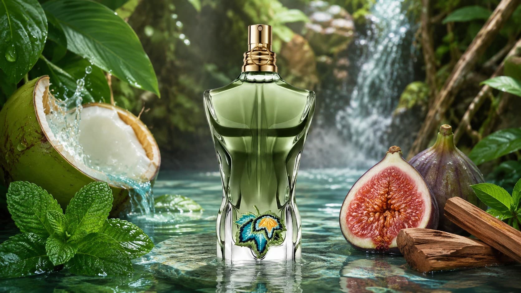 Jean Paul Gaultier Le Beau Paradise Garden bottle with green coconut and fig