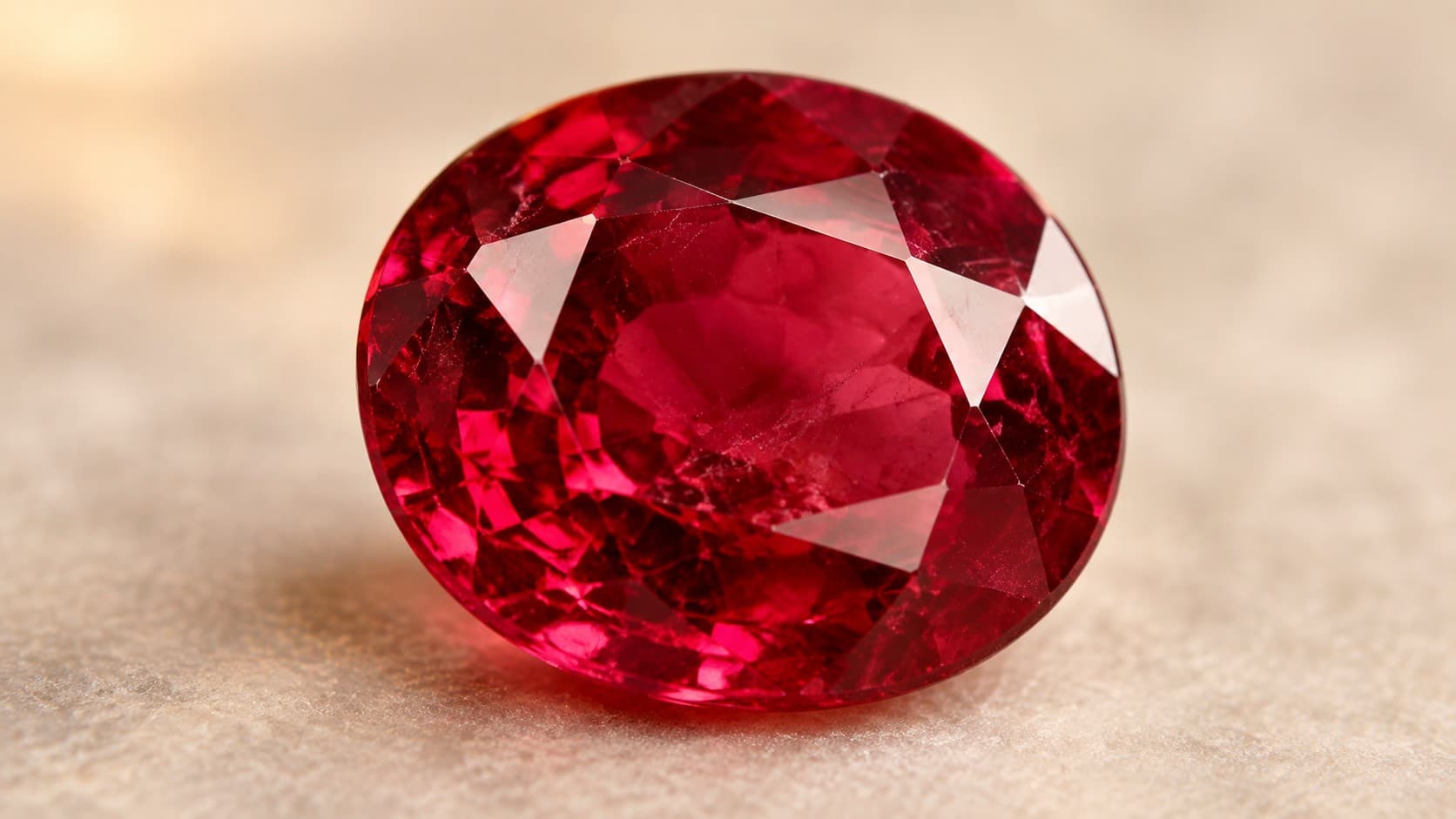 Oval cut ruby gemstone, the birthstone for July