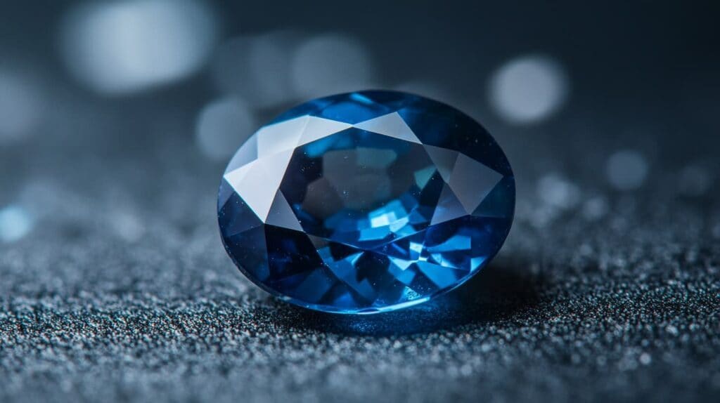 Natural blue sapphire with deep saturation and brilliance, representing a premium investment-grade gemstone.