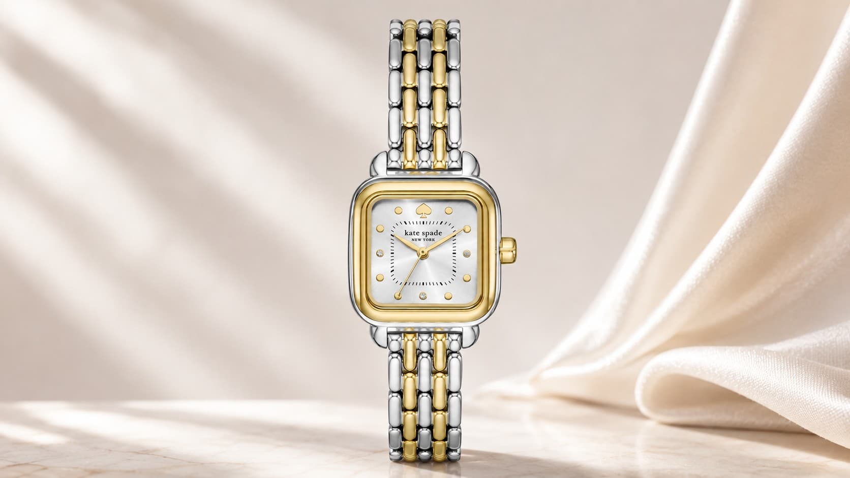 Kate Spade Gracie Square watch with two-tone stainless steel bracelet