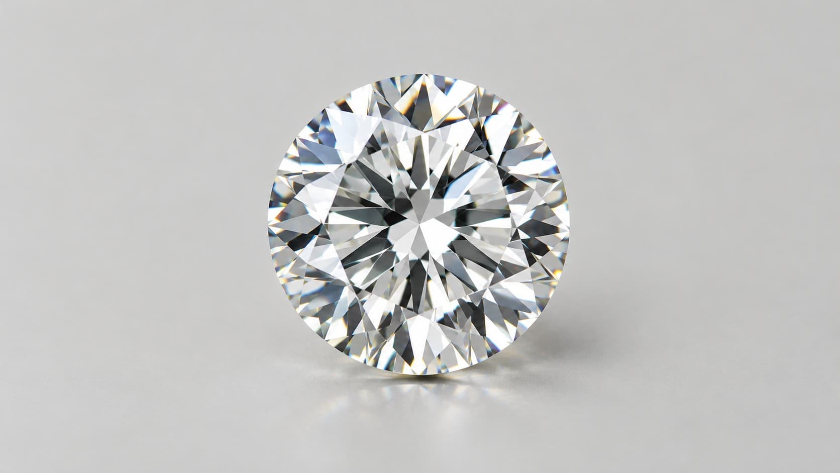 Top-down view of a round brilliant-cut lab-grown diamond