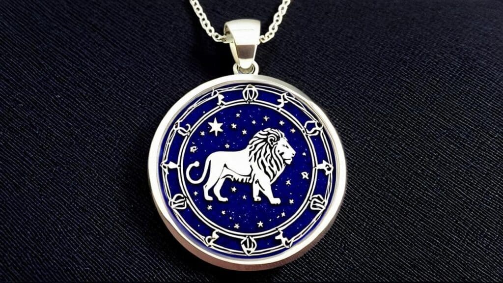 Leo zodiac pendant silver blue lion constellation
