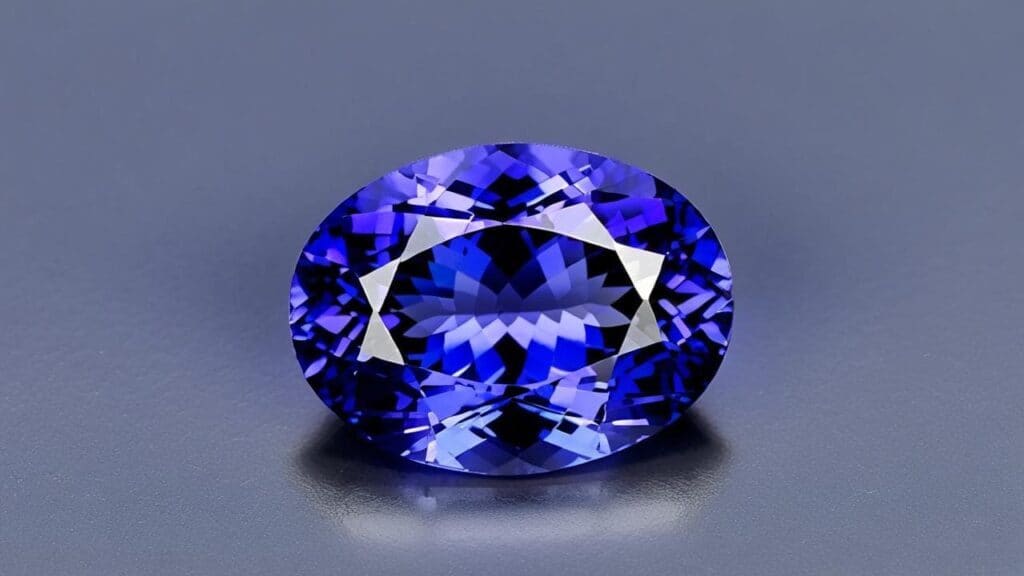 Loose oval-cut tanzanite gemstone showcasing vibrant blue-violet pleochroic color and excellent clarity