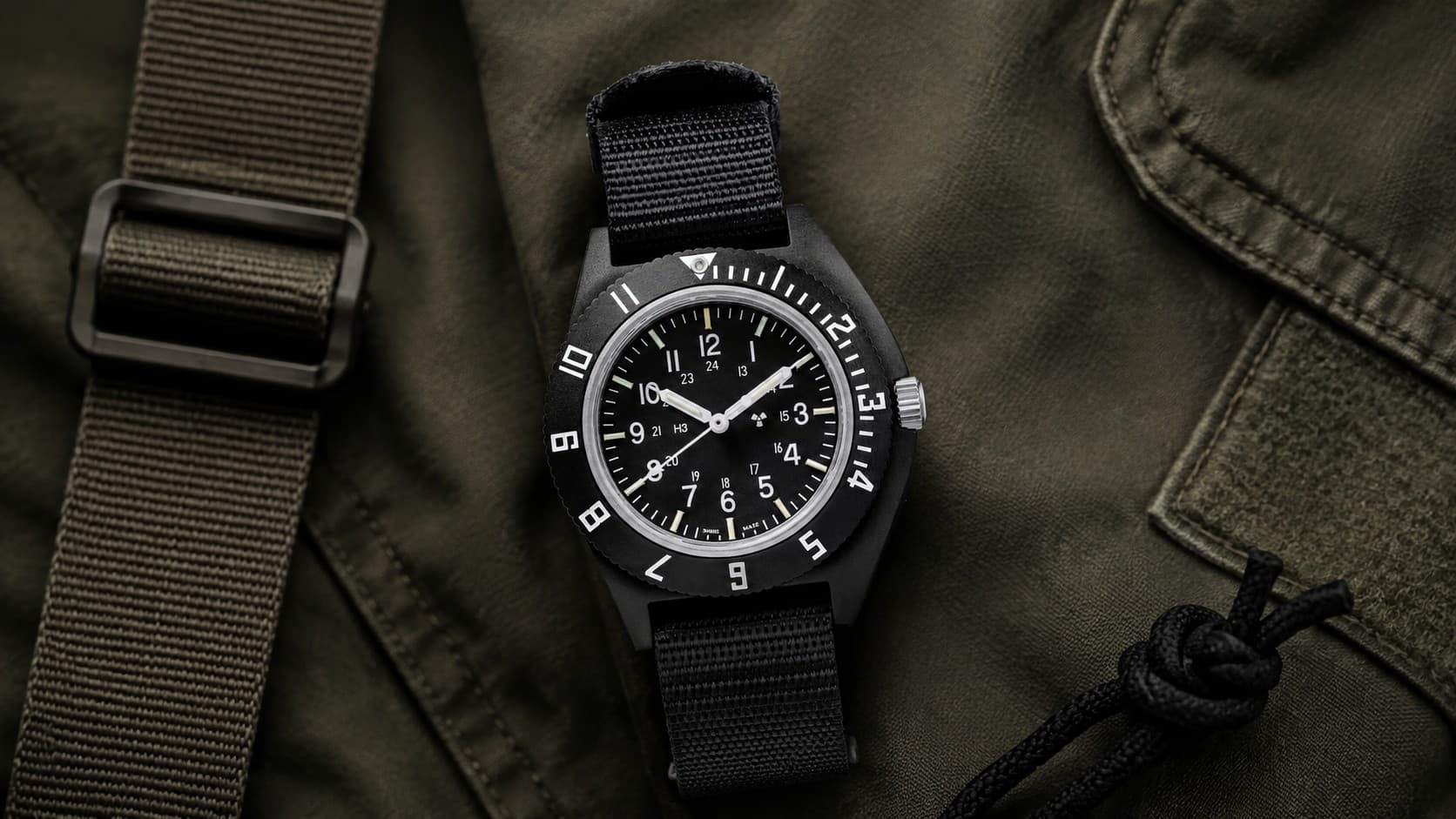 Marathon CeraShell Navigator watch on black ballistic nylon strap