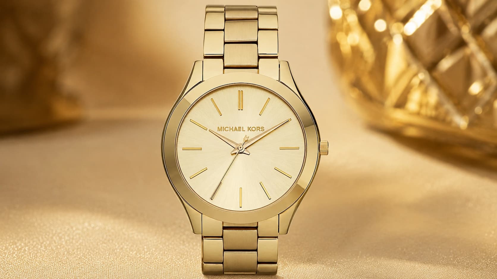 Michael Kors MK3179 Slim Runway gold-tone watch with link bracelet