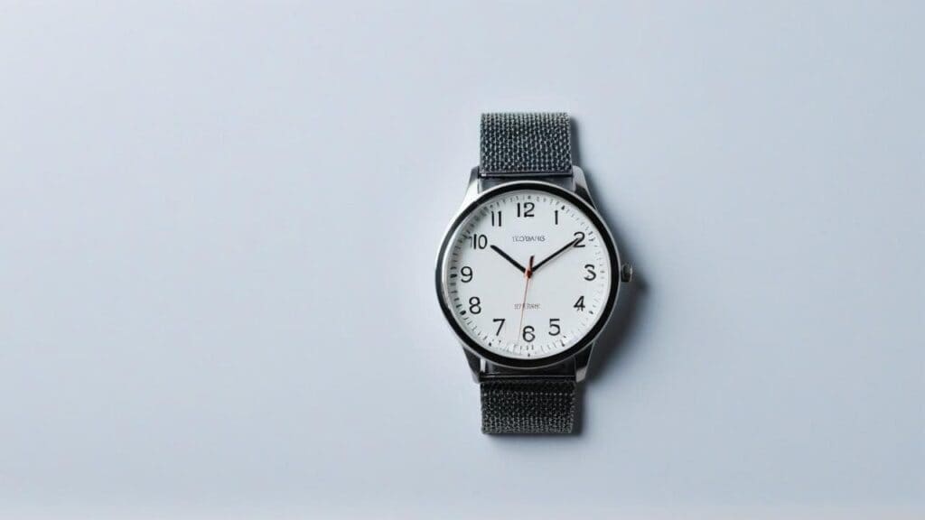 Modern silver watch featuring numeric dial that may be affected by magnetic exposure