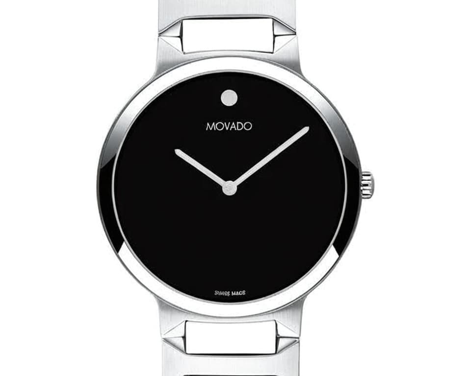 Movado Museum watch with black dot dial and steel bracelet