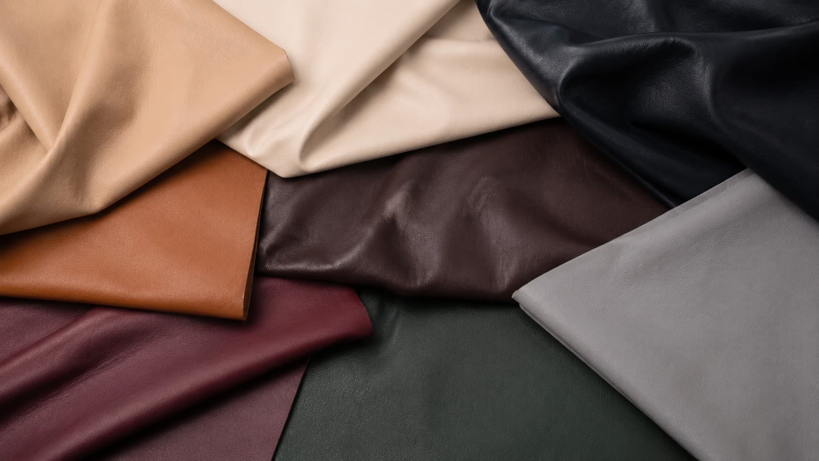 Nappa leather swatches in multiple colors showing soft, smooth texture