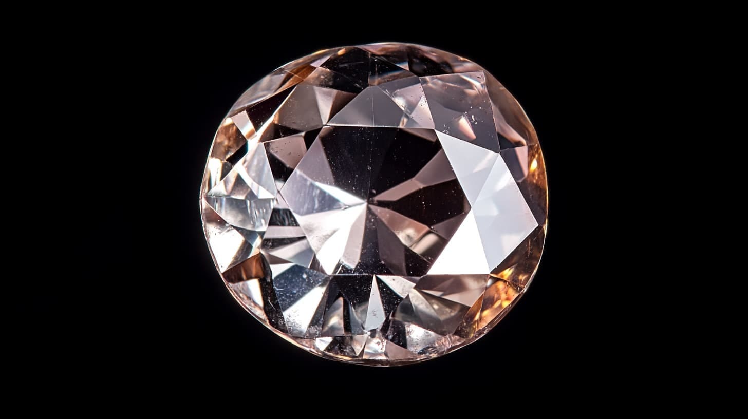 Old European cut diamond with a small table and chunky facets on black