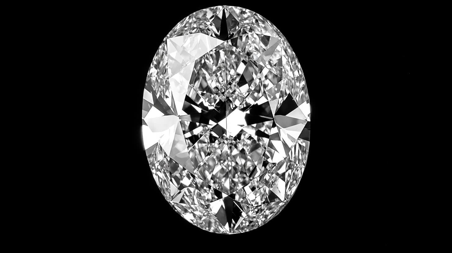 Loose oval-cut diamond showing intense brilliant faceting against a black background