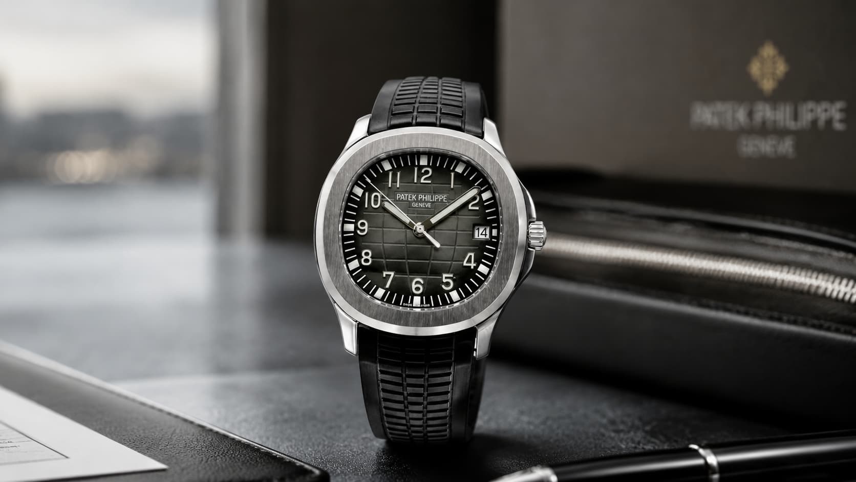 Patek Philippe Aquanaut 5167A-001 with black dial and rubber strap