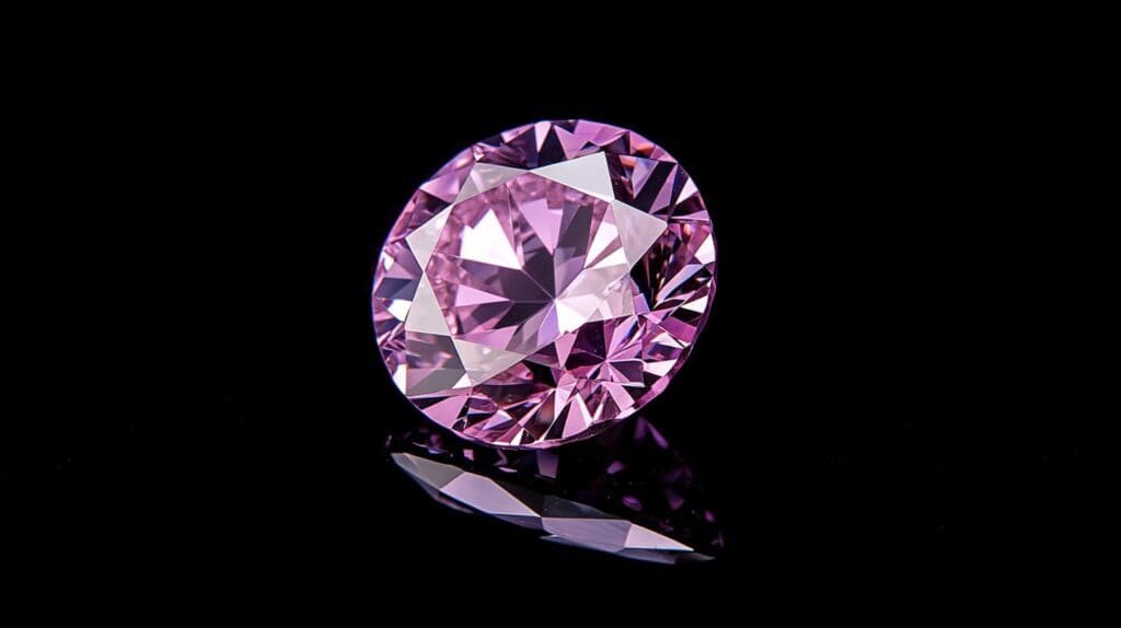 Natural pink diamond with brilliant cut, reflecting its rarity and high value in the fancy-colored gemstone investment market.