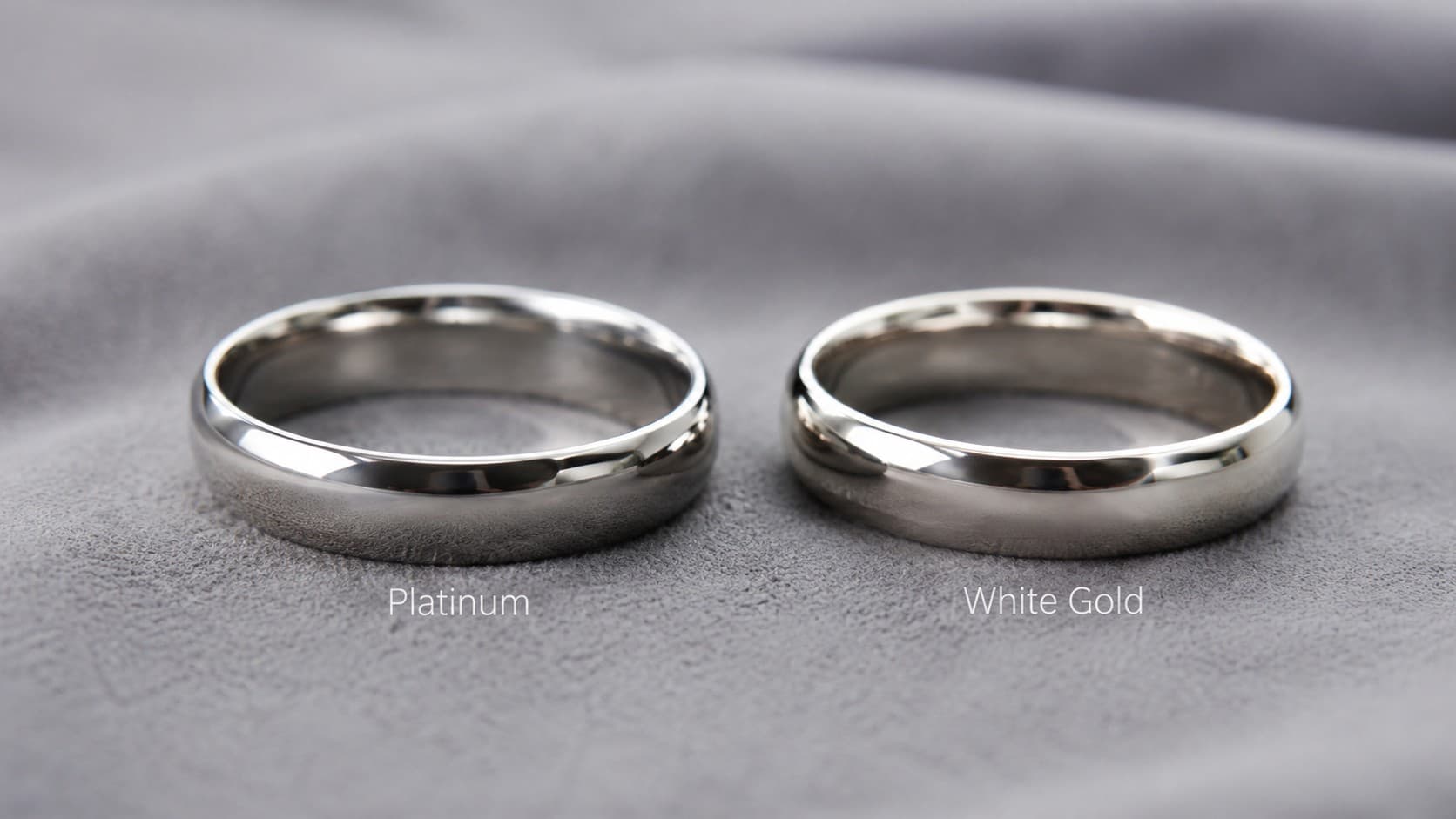Platinum vs white gold plain wedding band comparison