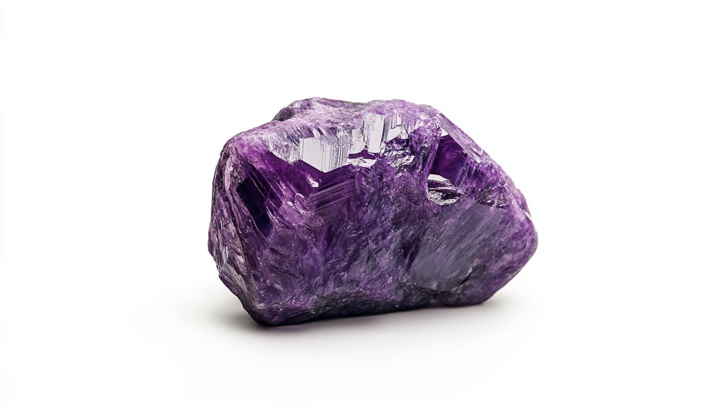 Rough charoite stone with swirling purple and lilac patterning
