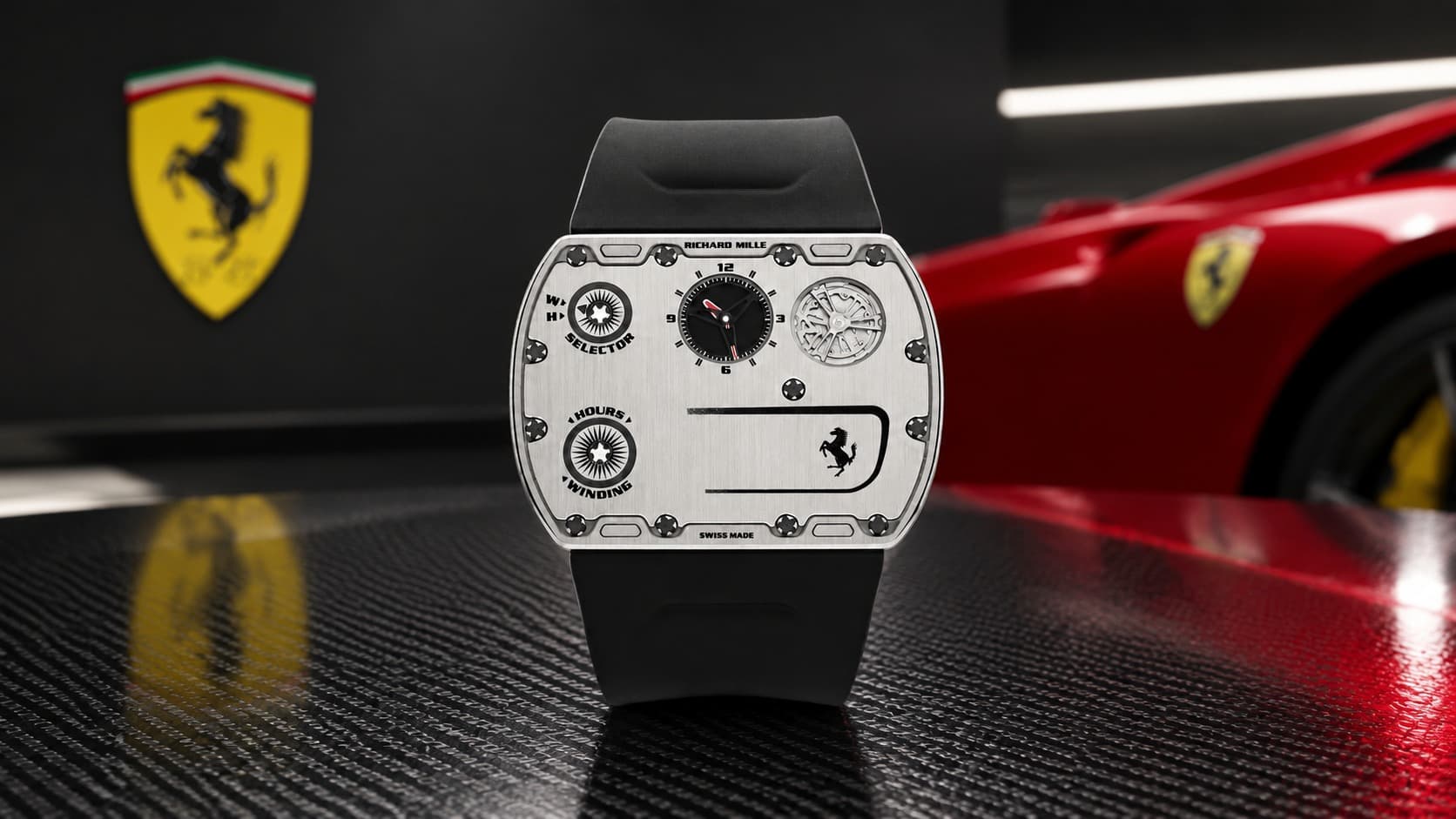 Richard Mille RM UP-01 Ferrari ultraflat titanium watch with silver dial