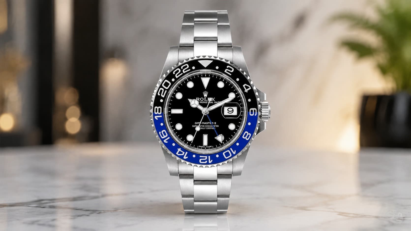 Rolex GMT-Master II Batman 116710BLNR-0002 stainless steel watch with black and blue ceramic GMT bezel