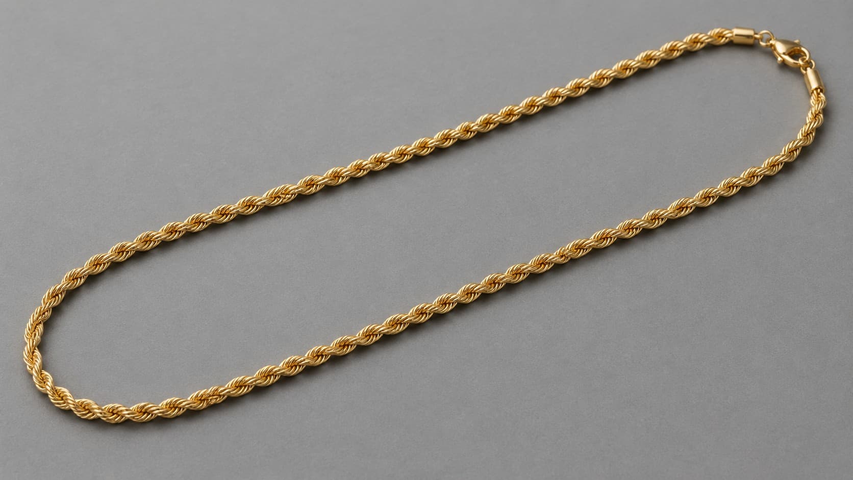 Gold rope chain necklace with tightly twisted links