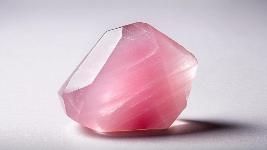 Rose quartz crystal used for heart chakra healing and emotional energy cleansing in spiritual practices