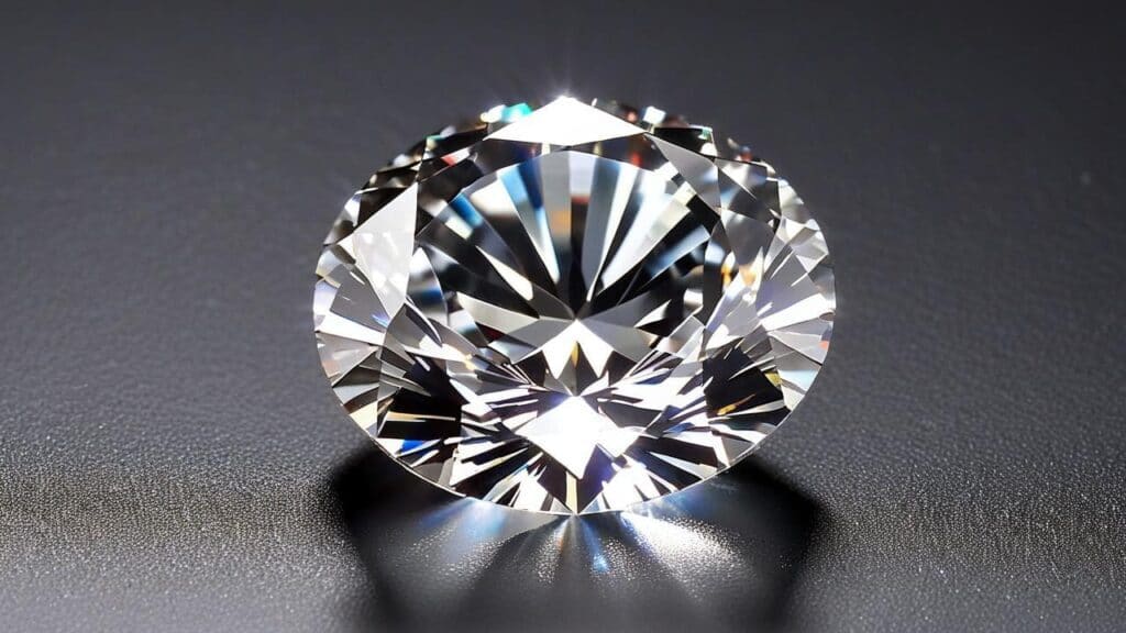 Close-up of a round-cut diamond highlighting gemstone carat weight and brilliance