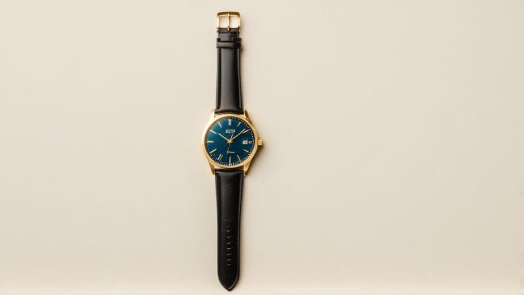 Russian mechanical watch with blue dial and gold case exemplifying Soviet watchmaking durability and utilitarian design philosophy